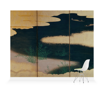 'Six-fold Screen Right Panels Depicting Tales of Ise' Wallpaper Murals