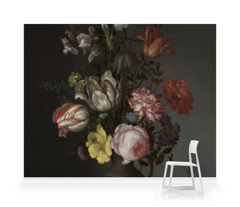 'Flowers in a Vase with Shells and Insects' Wallpaper Mural