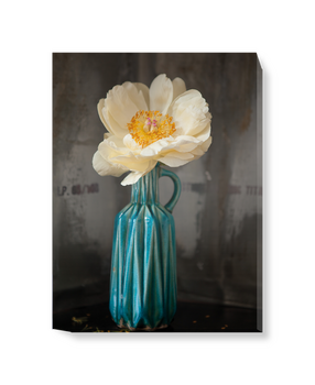 'White Petals, Blue Vase' Canvas Wall Art