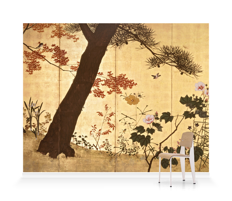 'Bird and Flowers of the Four Seasons Screens 1-4' Wallpaper Murals