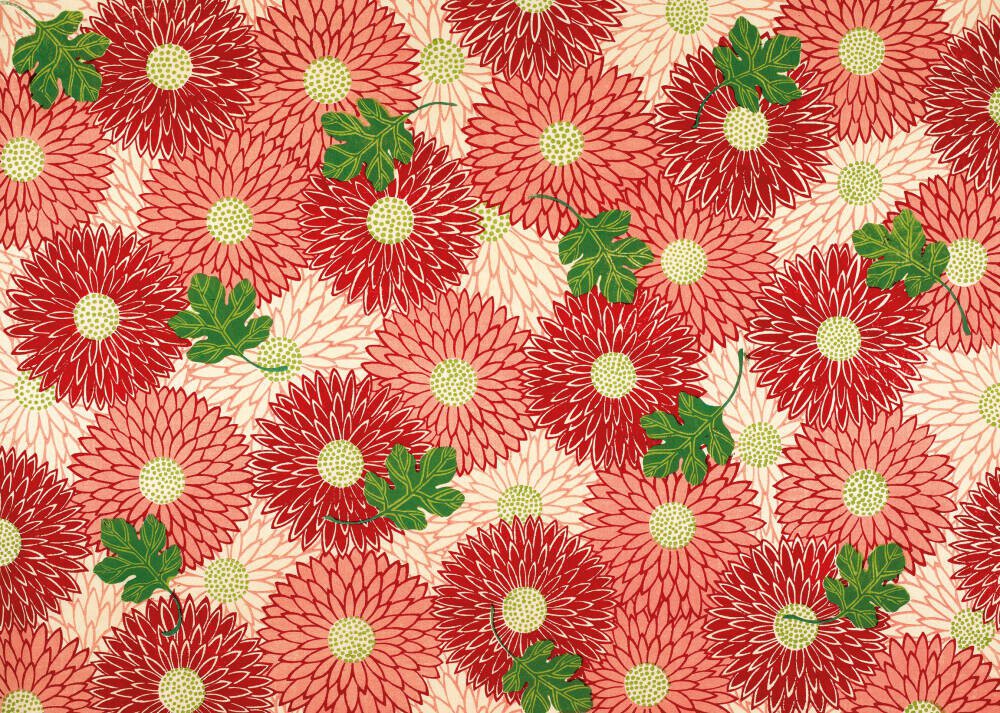 Red floral & green foliage