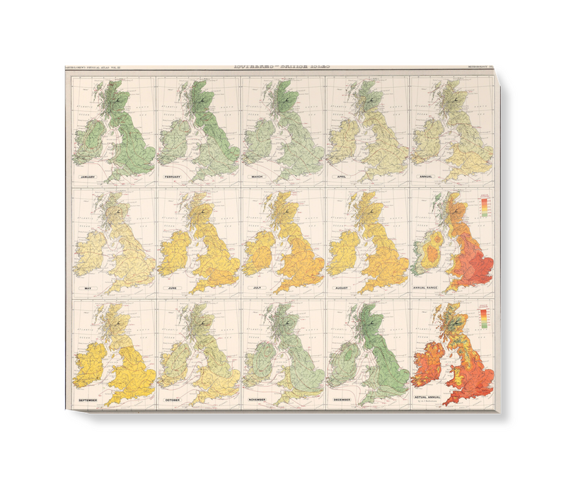 Isotherms British Isles Canvas Wall Art Surfaceview