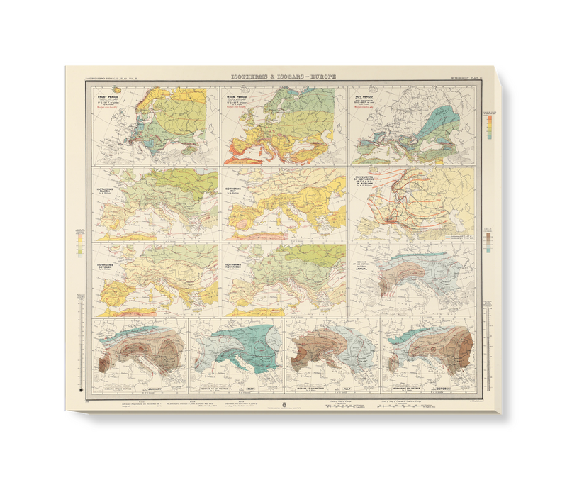 Isotherms And Isobars Europe Canvas Wall Art Surfaceview